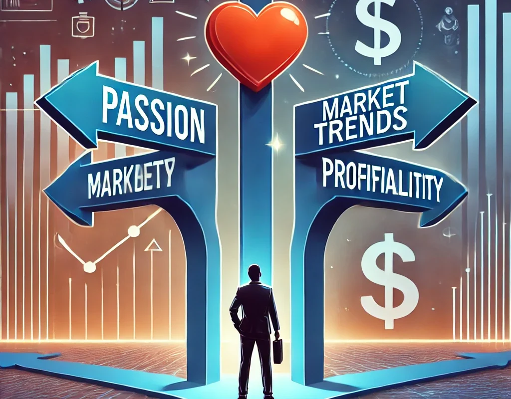 Choosing the right business idea based on passion, market trends, and profitability.